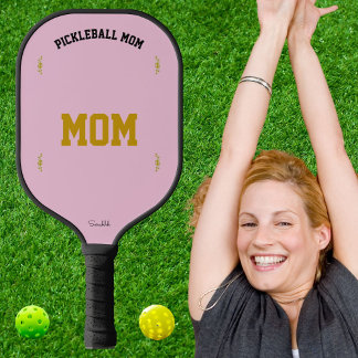 Personalized Mom Name Elegant Sports Pink Design Pickleball Paddle