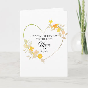 Personalized Mom Name Mother’s Day Floral Heart Card