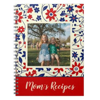 Personalized Mom Recipe Photo Floral Notebook