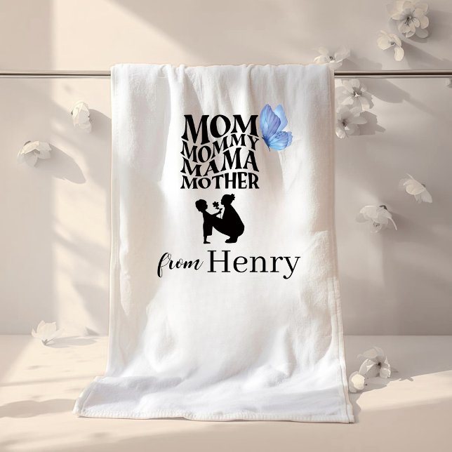Personalized Mom Typography Bath Towel (Creator Uploaded)