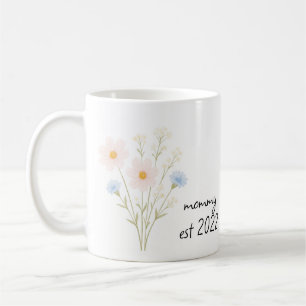 Personalized Mommy Est. Mug with Pastel Wildflower