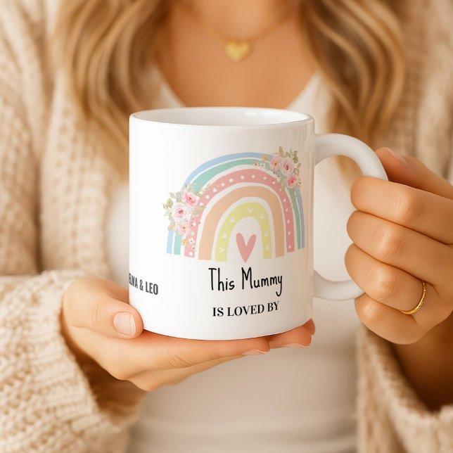 Personalized Mom's Rainbow & Floral Name Mug (Creator Uploaded)