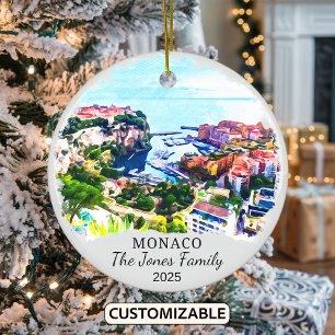 Personalized Monaco Ornament, Europe Ceramic Tree Decoration