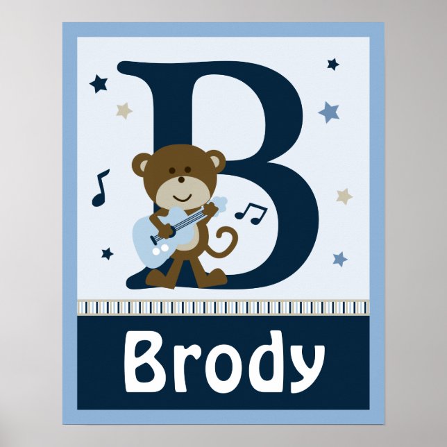 Personalized Monkey Rocker/Rockstar Name Poster (Front)
