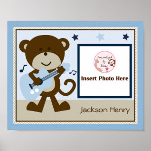 Personalized Monkey Rocker Star Photo Art Poster