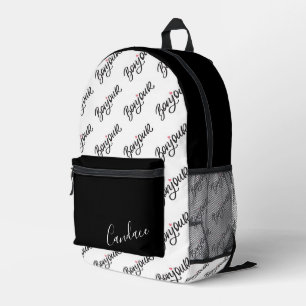 Personalized Monochrome “Bonjour” Backpack 
