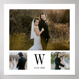 Personalized Monogram 3 Photo Collage Poster