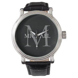 Personalized Monogram and Name Black Watch