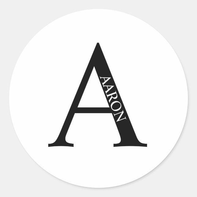 Personalized Monogram and Name Classic Round Stick Sticker (Front)