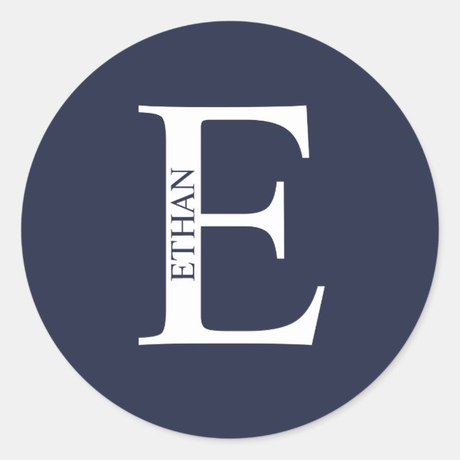 Personalized Monogram and Name Classic Round Stick Sticker (Front)