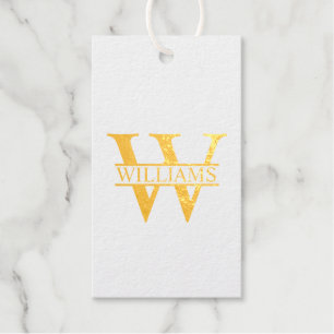 Personalized Monogram and Name Gold Gift Tags