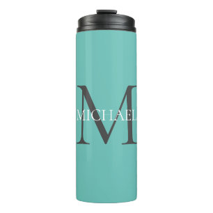 Personalized Monogram and Name Light Teal Thermal Tumbler
