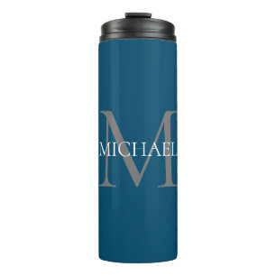 Personalized Monogram and Name Ocean Blue Thermal Tumbler