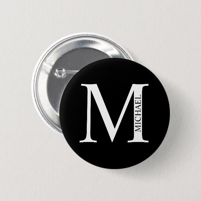 Personalized Monogram and Name Pinback Button (Front & Back)