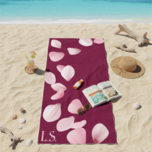 Personalized Monogram Beach Towel with Sakura 