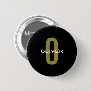 Personalized Monogram Black Gold White Name 6 Cm Round Badge
