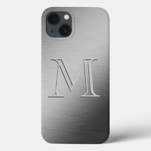 Personalized Monogram Brushed Metal Looking iPhone 13 Case