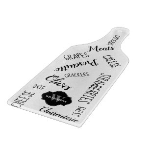 Personalized monogram charcuterie black Words Cutting Board