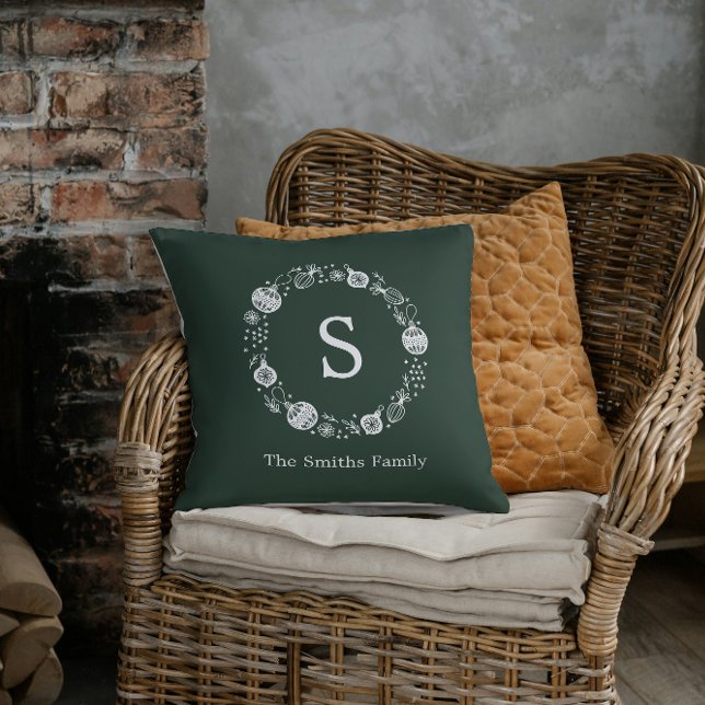 Personalized Monogram Christmas Wreath Cushion (Creator Uploaded)