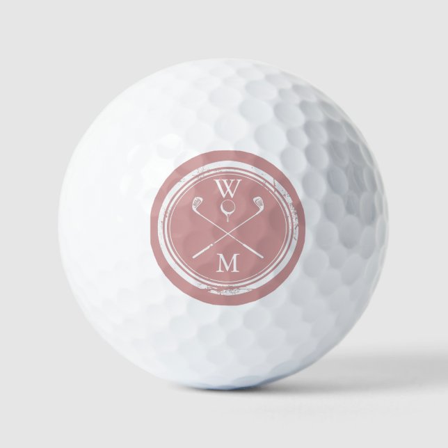 Personalized Monogram Dusty Rose Pink Golf Balls (Front)