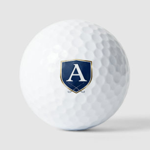Personalized Monogram Golf Balls - Navy Blue Crest