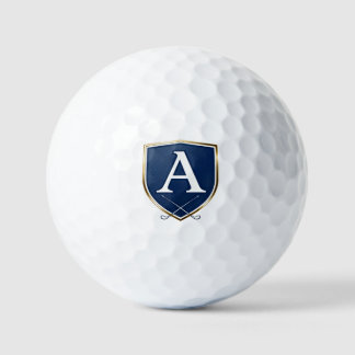Personalized Monogram Golf Balls - Navy Blue Crest