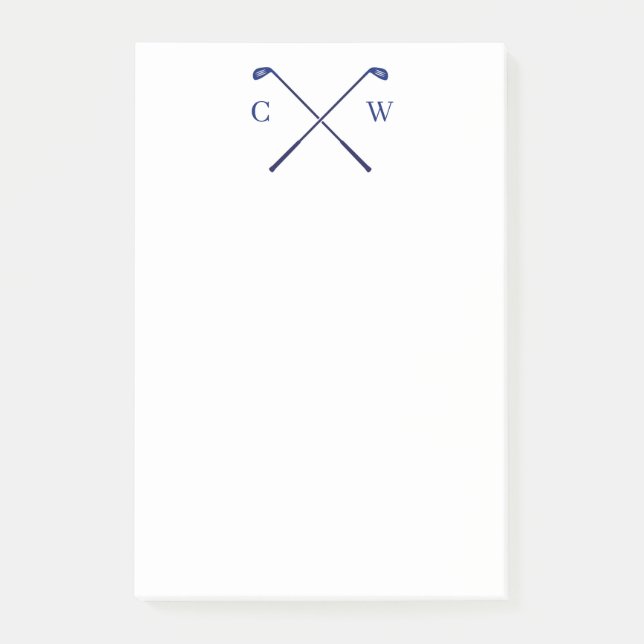 Personalized Monogram Golf Club Blue Post-Its Post-it Notes (Front)