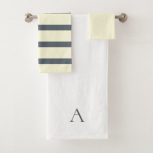 Personalized Monogram Green & Yellow Bath Towel Set