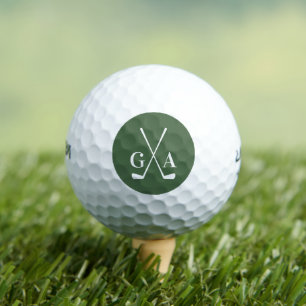 Personalized Monogram initials with Crossed Clubs Golf Balls