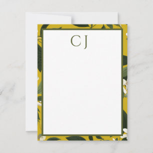 Personalized Monogram Lemon Citrus  Card