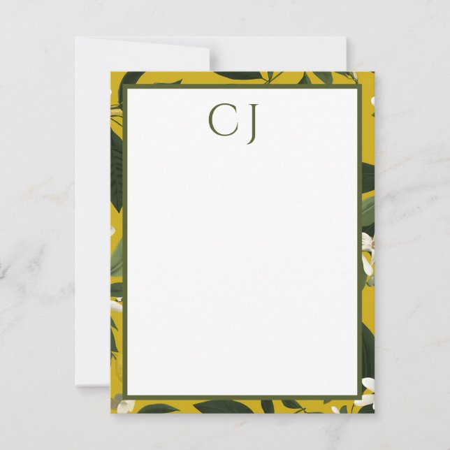 Personalized Monogram Lemon Citrus  Card (Front)