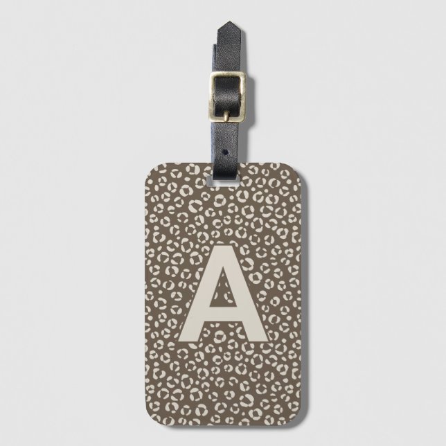 Personalized Monogram Leopard animal print Luggage Tag (Front Vertical)
