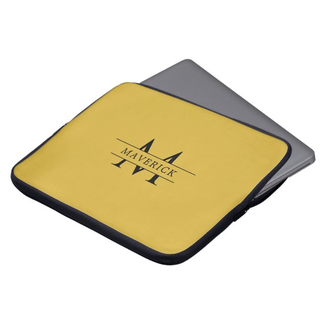 Personalized Monogram Metallic Gold Laptop Sleeve (Front Top)