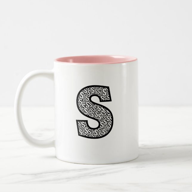 Personalized Monogram Mug  Minimalist Letter O Pat (Left)