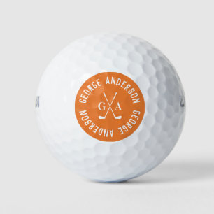Personalized monogram & Name modern minimal Golf Balls