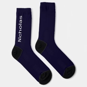 Personalized Monogram Name Modern Minimal Navy Socks