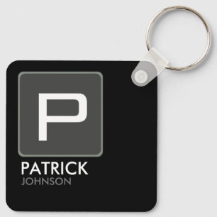 Personalized Monogram on Black (editable color) Key Ring