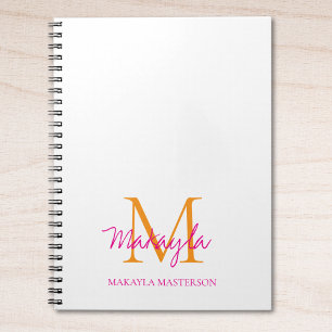 Personalized Monogram Pink Script Name  Notebook