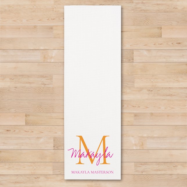 Personalized Monogram Pink Script Name  Yoga Mat (Creator Uploaded)