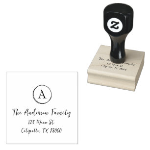 Personalized Monogram Return Address Rubber Stamp