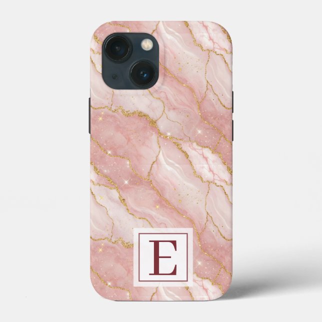 Personalized Monogram Rose Quartz Gold Case-Mate iPhone Case (Back)