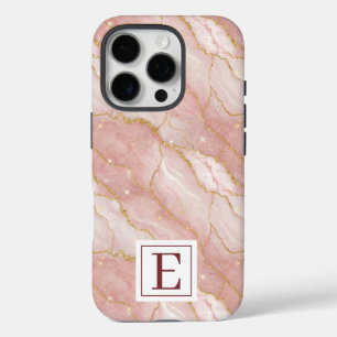 Personalized Monogram Rose Quartz Gold iPhone 16 Pro Case