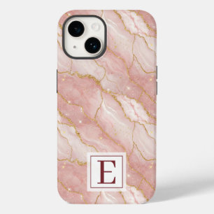 Personalized Monogram Rose Quartz Gold Case-Mate iPhone 14 Case