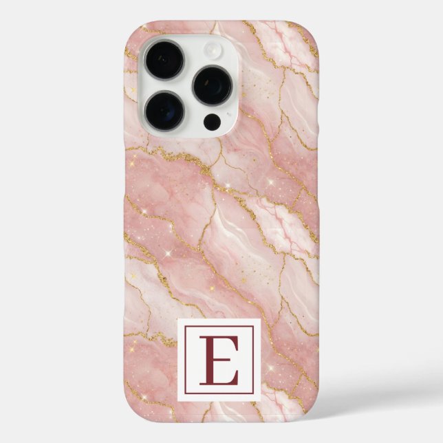 Personalized Monogram Rose Quartz Gold Case-Mate iPhone Case (Back)