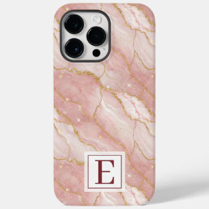 Personalized Monogram Rose Quartz Gold Case-Mate iPhone 14 Pro Max Case