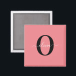 Personalized Monogram Script Name Black White Pink Magnet<br><div class="desc">This elegant monogram and stylish script name design can be given as a gift any occasion. It can be personalized with the person's initial and name. You can change the font, font color, font size and background color using the Design Tool. The font size will need to be reduced for...</div>