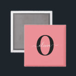 Personalized Monogram Script Name Black White Pink Magnet<br><div class="desc">This elegant monogram and stylish script name design can be given as a gift any occasion. It can be personalized with the person's initial and name. You can change the font, font color, font size and background color using the Design Tool. The font size will need to be reduced for...</div>