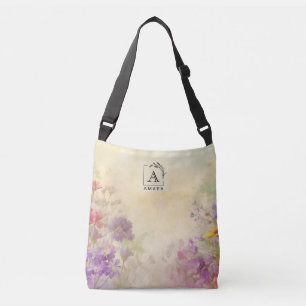 Personalized Monogram Serene Vintage Floral Crossbody Bag