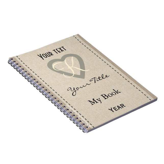 Personalized Monogram Simple Heart Spiral Notebook (Right Side)