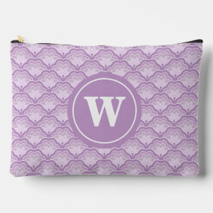 Personalized Monogram Soft Purple Floral Pattern Accessory Pouch